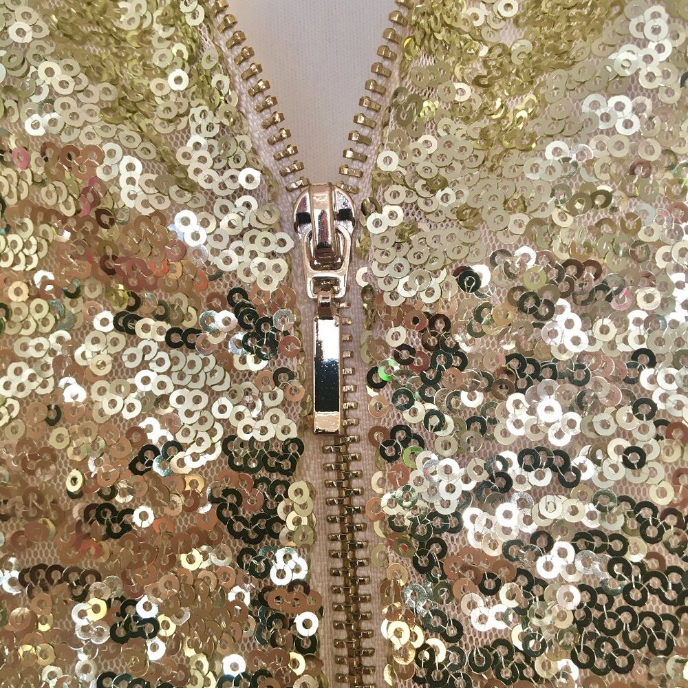 SOLD - Short Gold Sequin Evening Party Cocktail Pageant Dress NWT ~ M - Picture 9 of 17